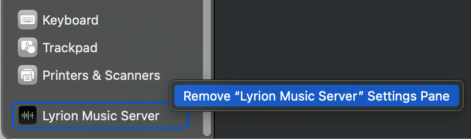 Right click the LMS Settings Pane in System Settings to uninstall LMS